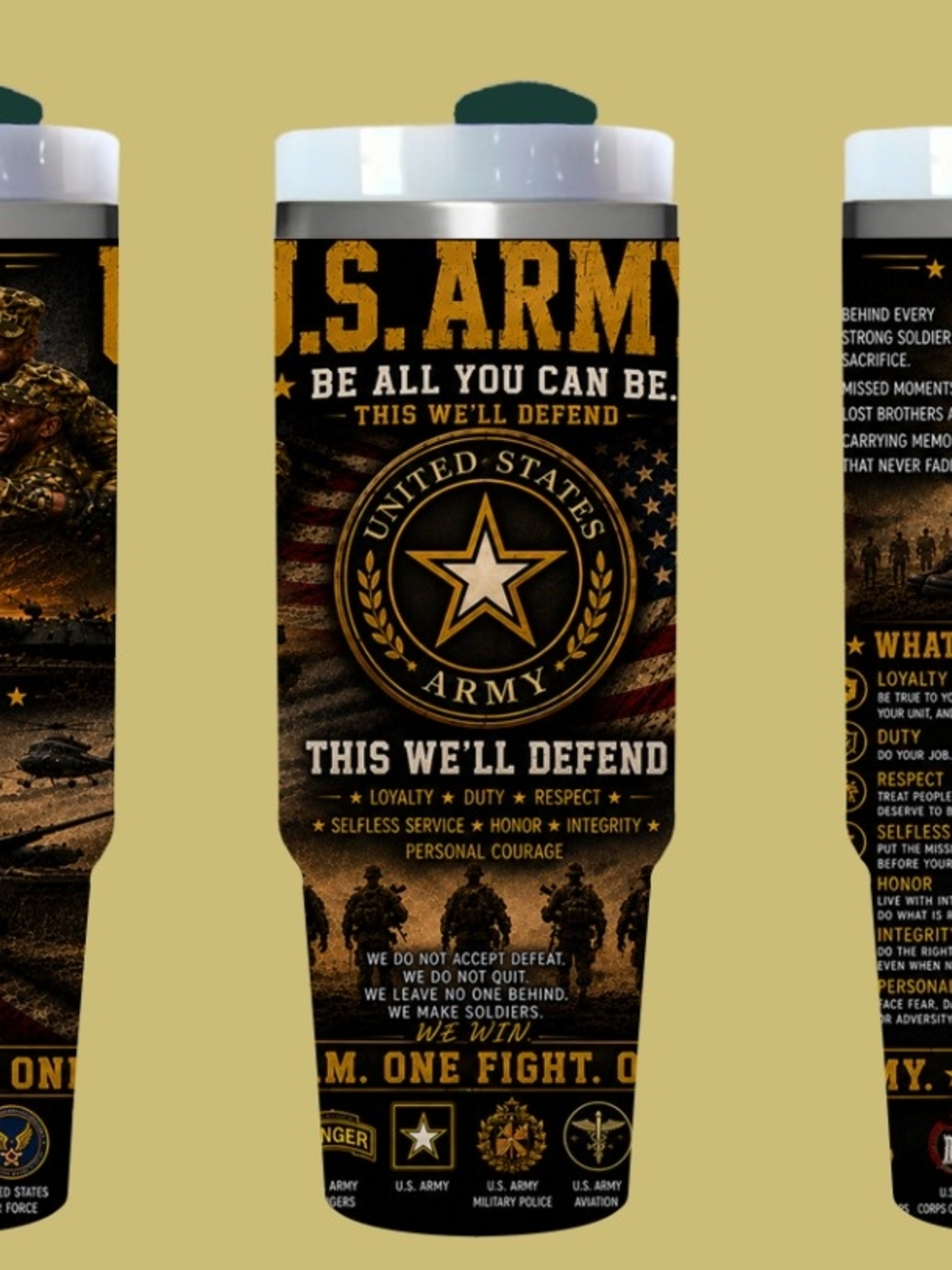 U.S. Army Travel Tumbler - Black & Gold Design